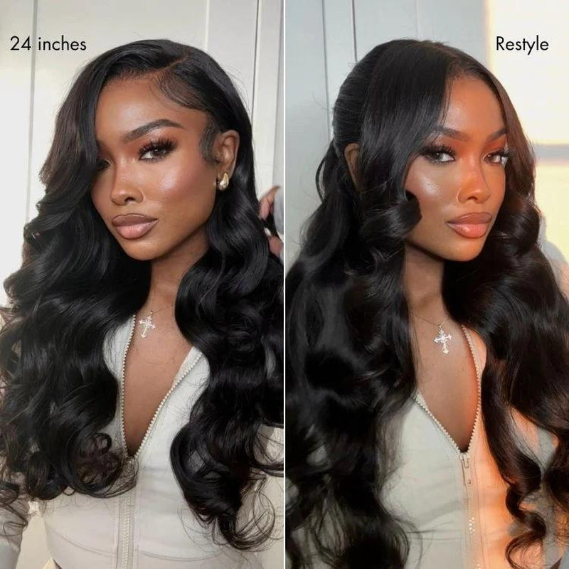 Luvme 100% Human Hair 13x6 and 13x4 Ear-To-Ear HD Lace Front Wig – Pre-Styled Shake & Go Flexi-Fit Drawstring with Body Wave Curls, 200%-250% Density