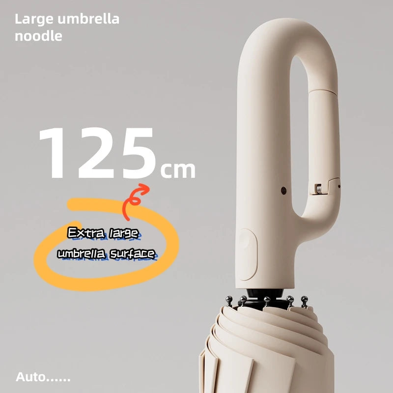 Extra Large Wind-Resistant and UV-Protected Folding Umbrella with Automatic Ring-Buckle Mechanism