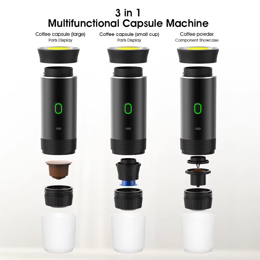 Portable Wireless Espresso Coffee Maker - 3-in-1 Travel Coffee Maker for Car, Home, and Camping