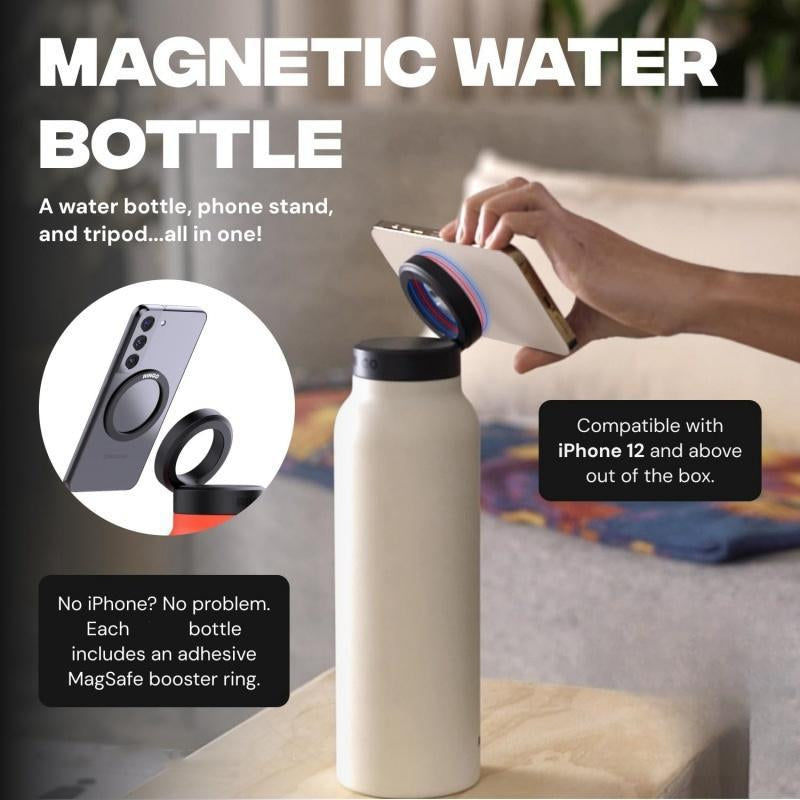 Magnetic Insulated Sports Water Bottle with Phone Holder - Perfect for Gym, Office, and Outdoor Activities