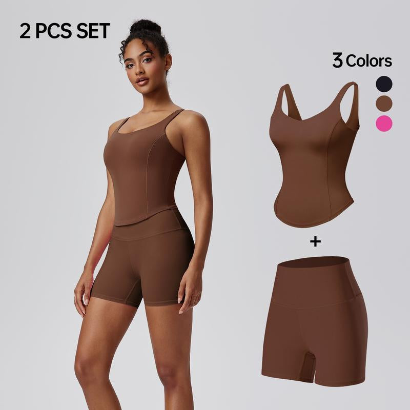 Elevate Your Workout with the AFZ Women's Two-Piece Solid Tracksuit Set: Stylish Round Neck Tee & High Waist Biker Shorts for Ultimate Comfort in Gym, Yoga, and Outdoor Activities