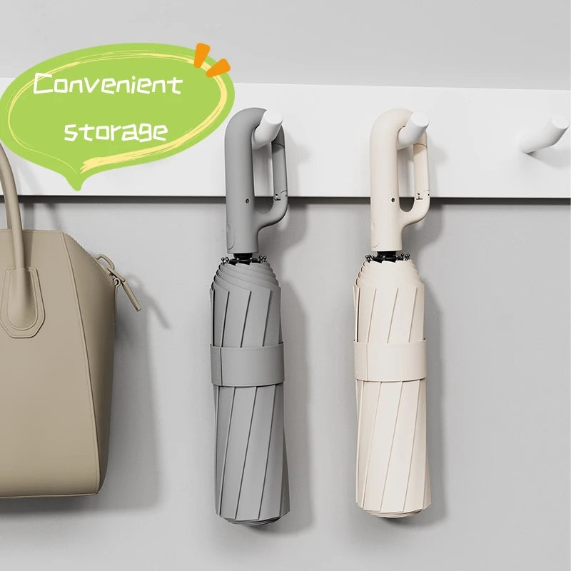 Extra Large Wind-Resistant and UV-Protected Folding Umbrella with Automatic Ring-Buckle Mechanism