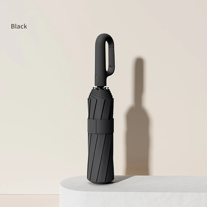 Extra Large Wind-Resistant and UV-Protected Folding Umbrella with Automatic Ring-Buckle Mechanism