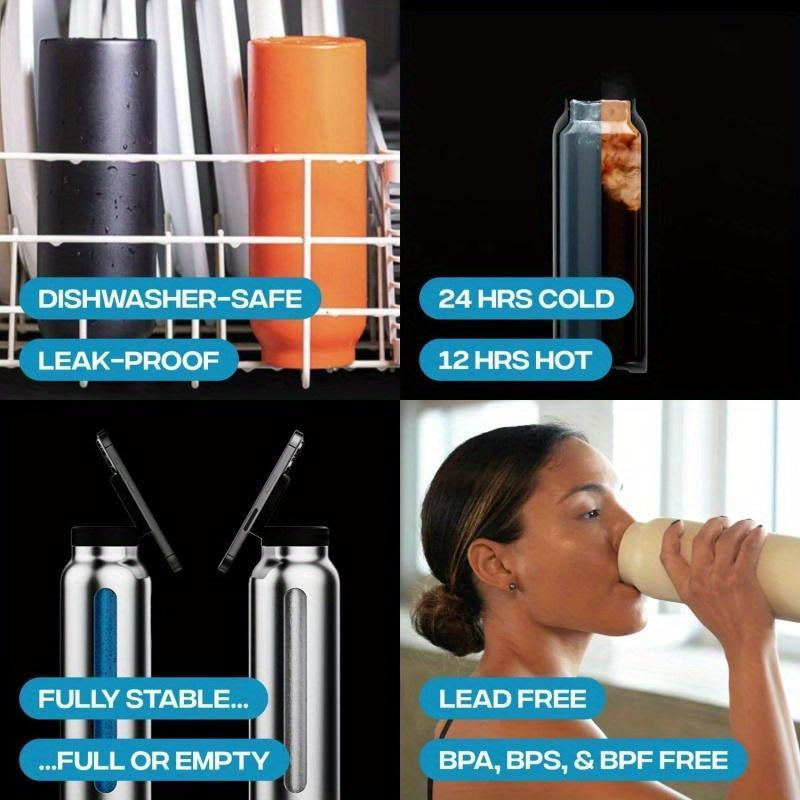 Magnetic Insulated Sports Water Bottle with Phone Holder - Perfect for Gym, Office, and Outdoor Activities