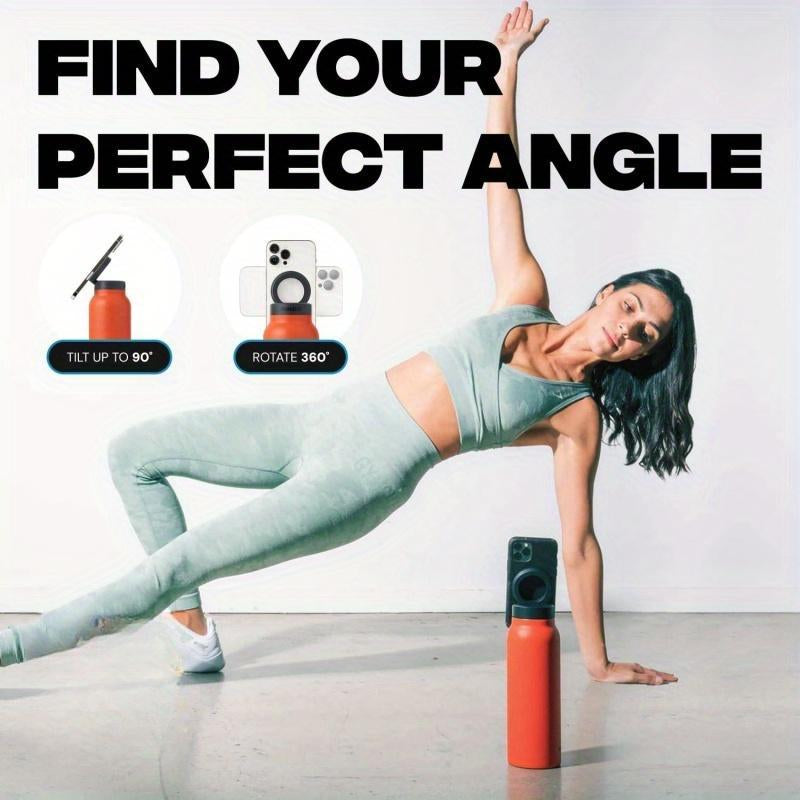 Magnetic Insulated Sports Water Bottle with Phone Holder - Perfect for Gym, Office, and Outdoor Activities