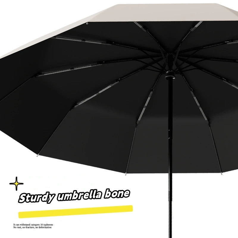 Extra Large Wind-Resistant and UV-Protected Folding Umbrella with Automatic Ring-Buckle Mechanism