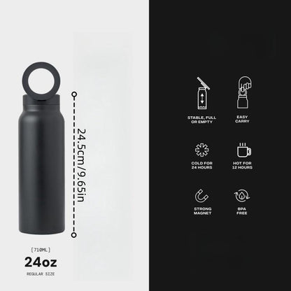 Magnetic Insulated Sports Water Bottle with Phone Holder - Perfect for Gym, Office, and Outdoor Activities