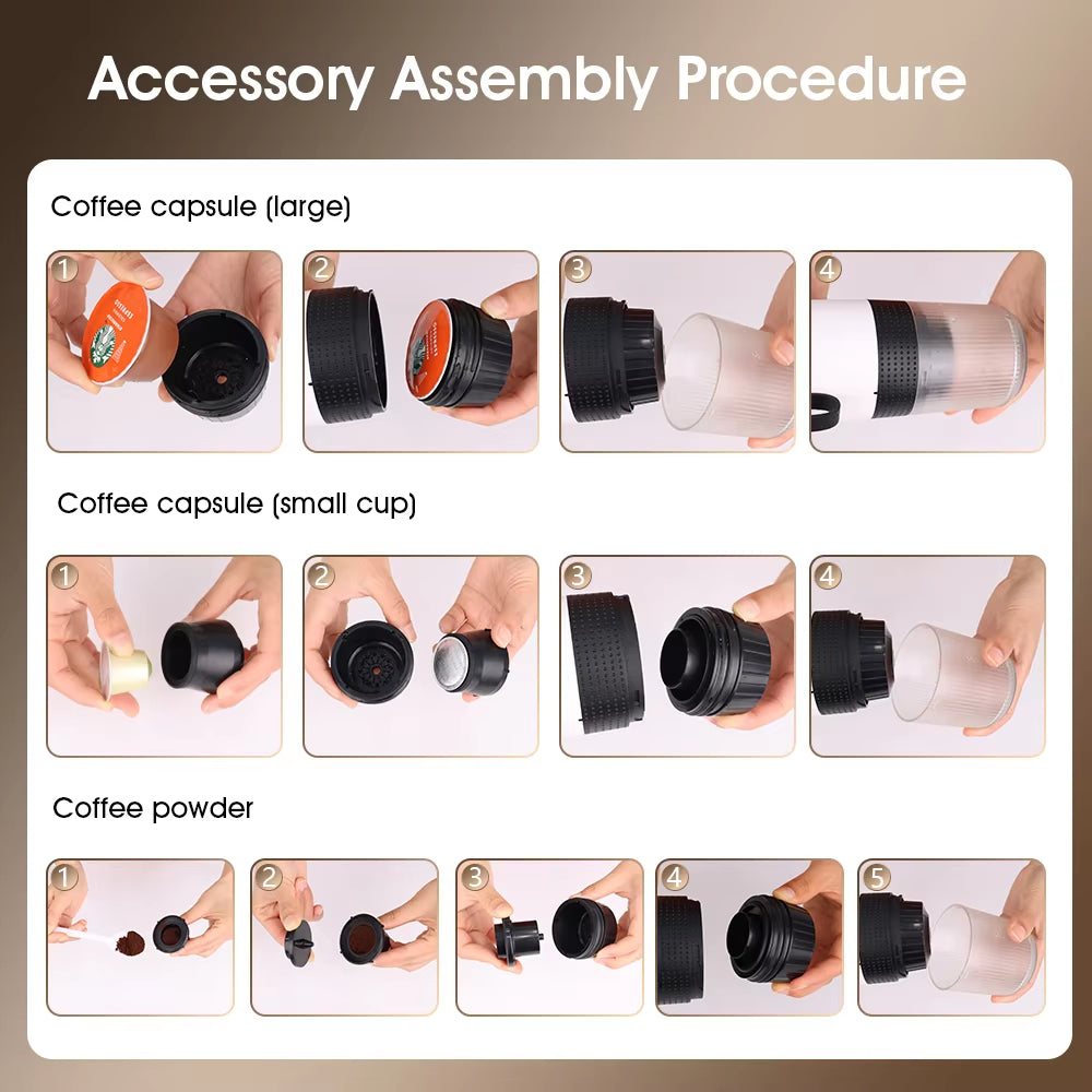 Portable Wireless Espresso Coffee Maker - 3-in-1 Travel Coffee Maker for Car, Home, and Camping