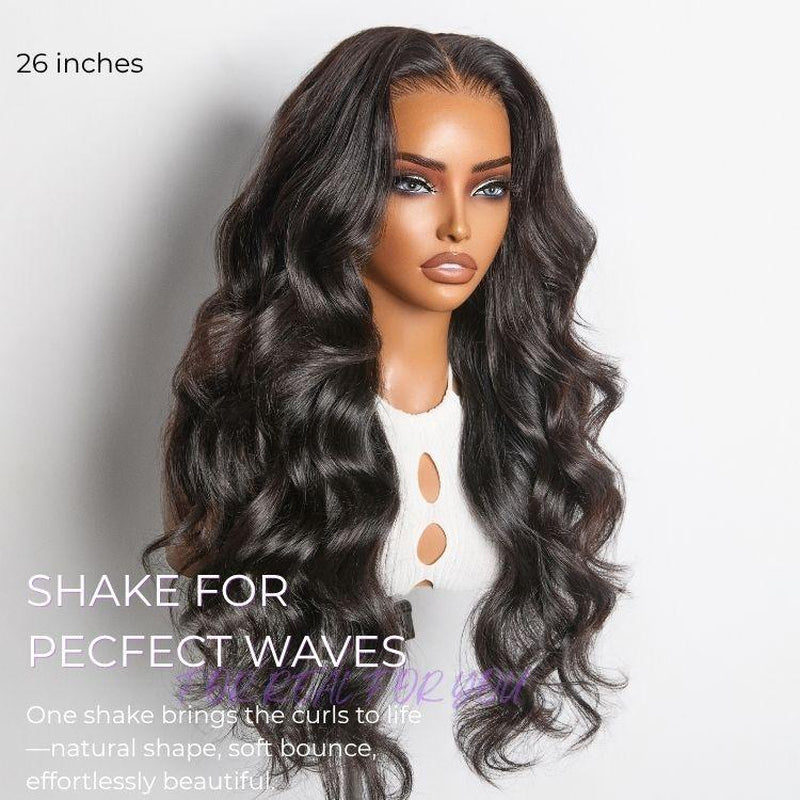 Luvme 100% Human Hair 13x6 and 13x4 Ear-To-Ear HD Lace Front Wig – Pre-Styled Shake & Go Flexi-Fit Drawstring with Body Wave Curls, 200%-250% Density
