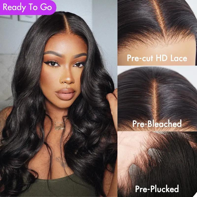 Luvme 100% Human Hair 13x6 and 13x4 Ear-To-Ear HD Lace Front Wig – Pre-Styled Shake & Go Flexi-Fit Drawstring with Body Wave Curls, 200%-250% Density