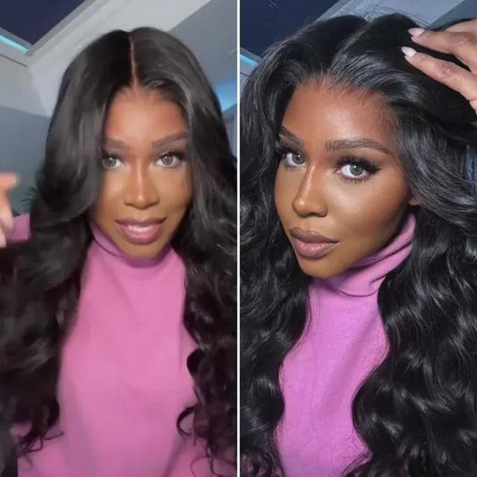 Luvme 100% Human Hair 13x6 and 13x4 Ear-To-Ear HD Lace Front Wig – Pre-Styled Shake & Go Flexi-Fit Drawstring with Body Wave Curls, 200%-250% Density