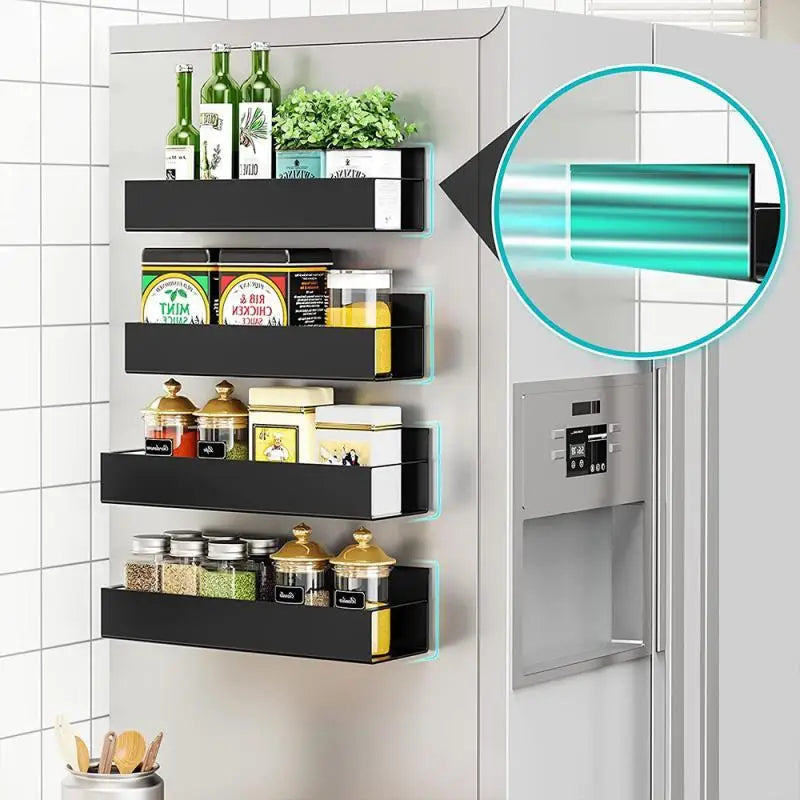 Elevate Your Kitchen Organization with Our Magnetic Refrigerator Spice Rack - Space-Saving Sundry Storage Solution