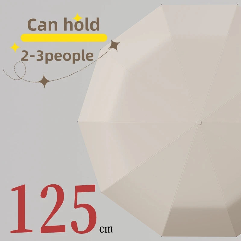 Extra Large Wind-Resistant and UV-Protected Folding Umbrella with Automatic Ring-Buckle Mechanism