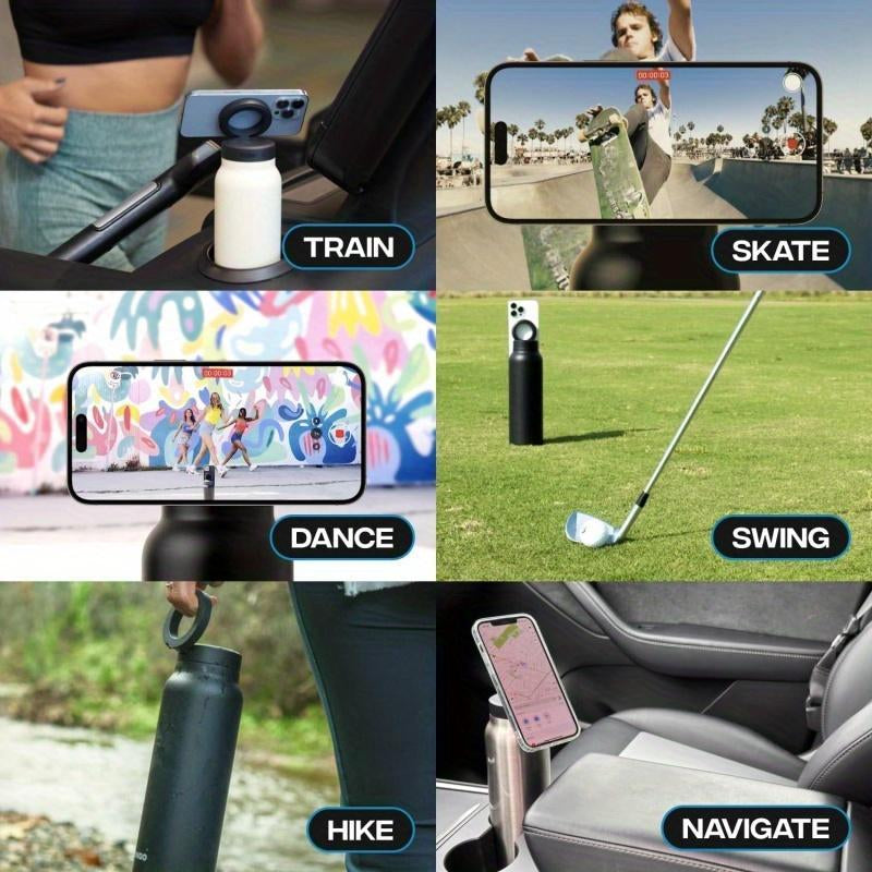 Magnetic Insulated Sports Water Bottle with Phone Holder - Perfect for Gym, Office, and Outdoor Activities